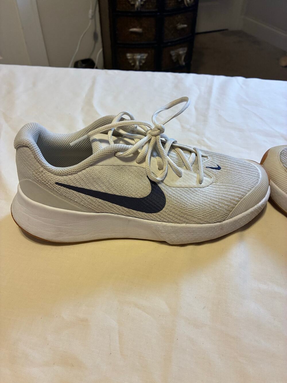 Nike Court Lite 4 Tennis Shoes Womens 6.5 White Navy Gum Sole Athletic Sneakers